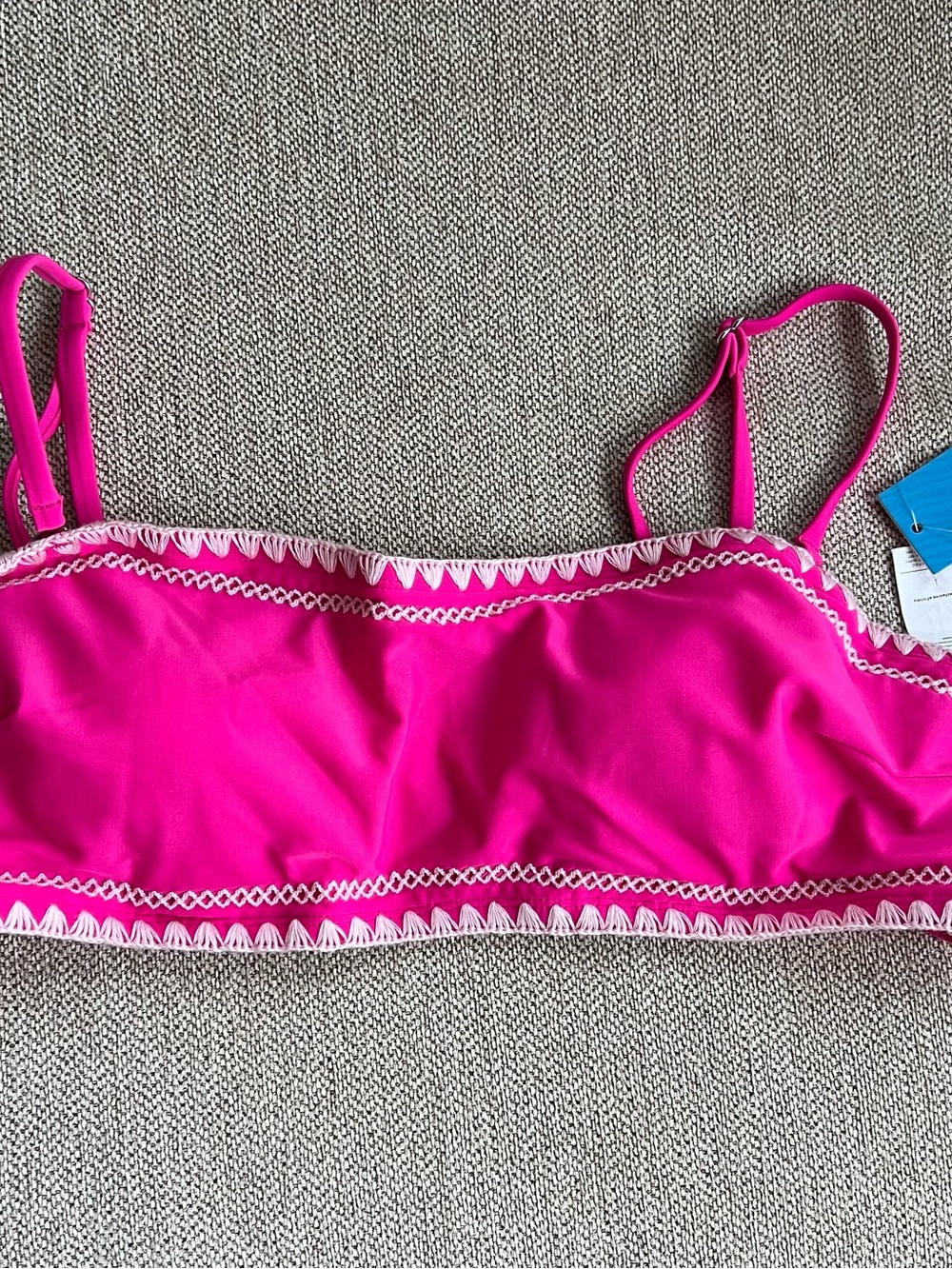 Cupshe Hot Pink Bikini Top with White Trim